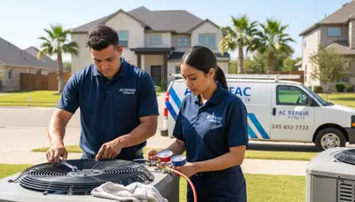 HVAC technician performing residential AC repair service in Dallas TX