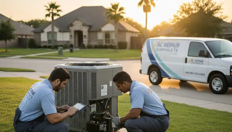 HVAC technician performing AC repair service in Dallas TX for acrepairindallas.com