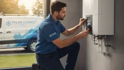 Technician performing water heater repair in Dallas TX for Five Star Cooling service page
